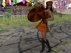 Raven Greenspan modelling LogSpark Luscious Leopard Wardrobers Orange at Blu Sparkle\'s Birthday Party 2008